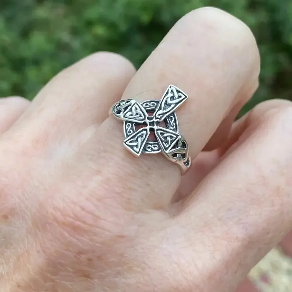 Sterling Silver Celtic Cross Ring Size 9